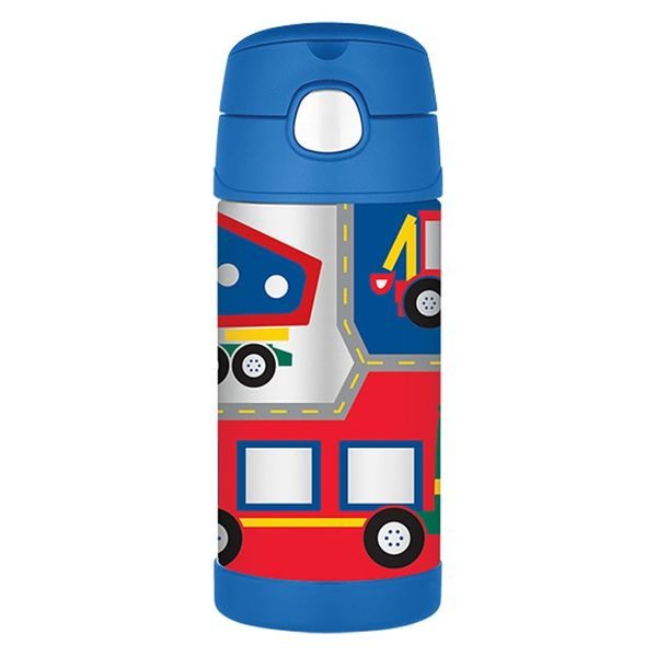 Dětská termoska s brčkem 355 ml stavební stroje