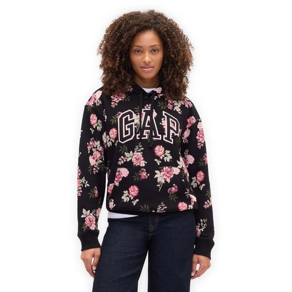 463506-99 Mikina s logem a fleece Černá