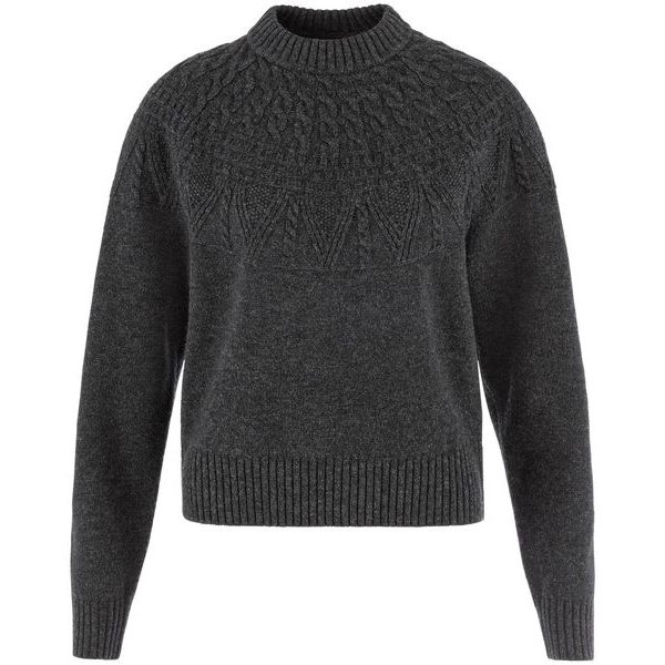Övik Solid Jacquard Knit W Dark Grey