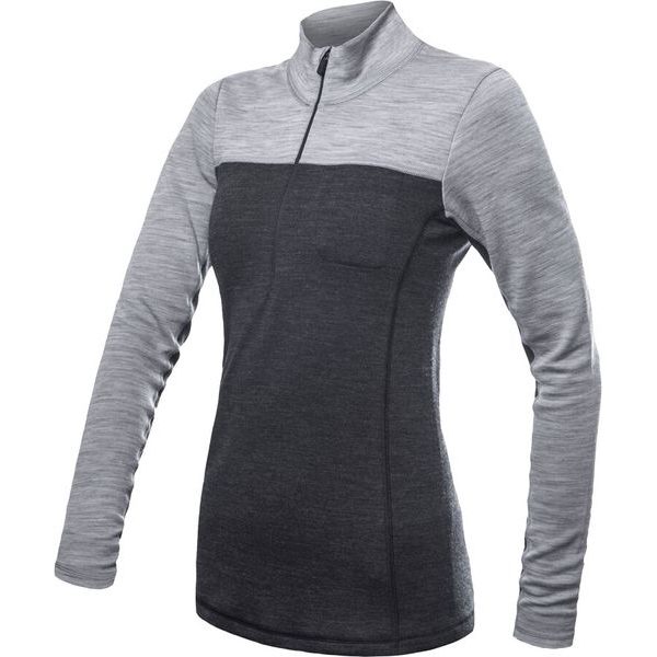 MERINO BOLD dámské triko dl.rukáv zip anthracite/cool gray