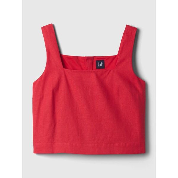 Lněný crop top Červená