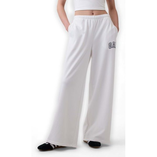 887992-04 Tepláky s logem Wide-Leg Bílá