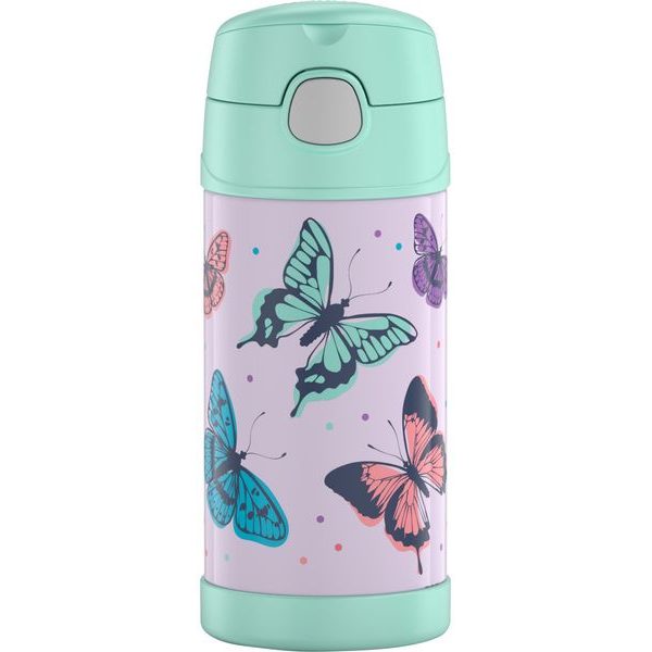 Dětská termoska s brčkem 355 ml motýl