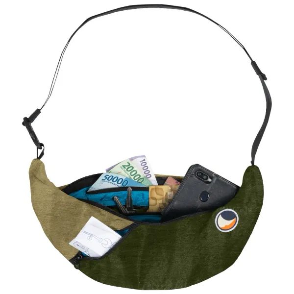 Upcycled Sling Bag R Army Green / Brown