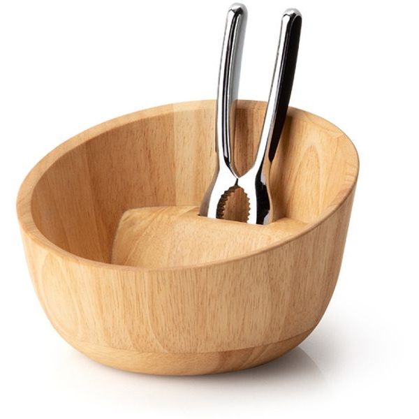 Nut bowl with slanted edge and nutcracker