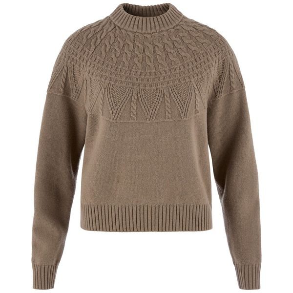 Övik Solid Jacquard Knit W Suede Brown