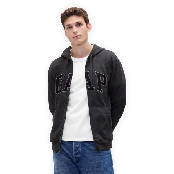 851516-32 Mikina na zip s logem Šedá