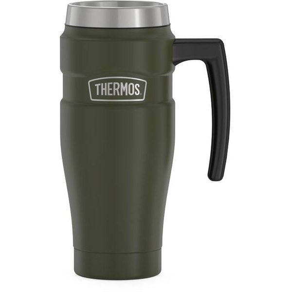 Vodotěsný termohrnek s madlem 470ml - vojenská zelená