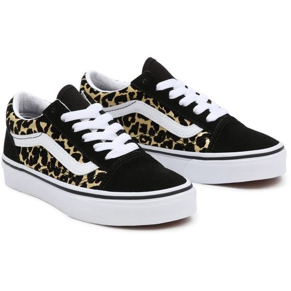UY OLD SKOOL, (FLOCKED LEOPARD) BLACK/TRUE WHITE
