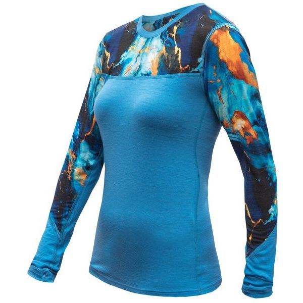 MERINO IMPRESS dámské triko dl.rukáv modrá/universe