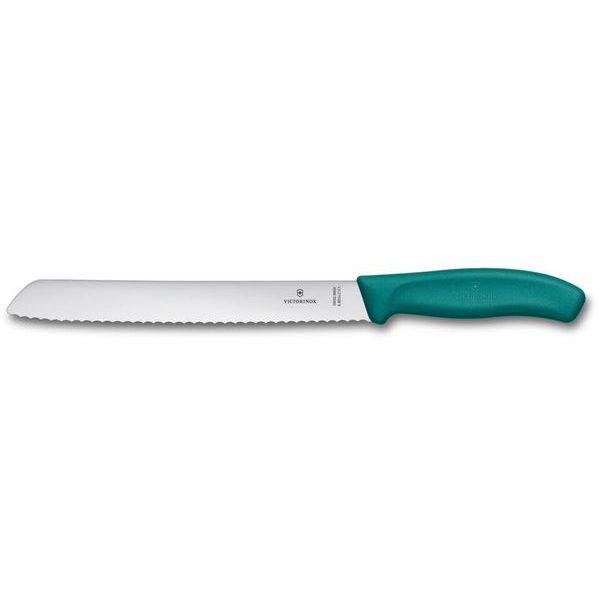 Swiss Classic, bread knife, 21cm, wavy, green, blister