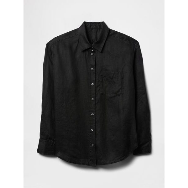 Lněná oversize košile Big Shirt Černá