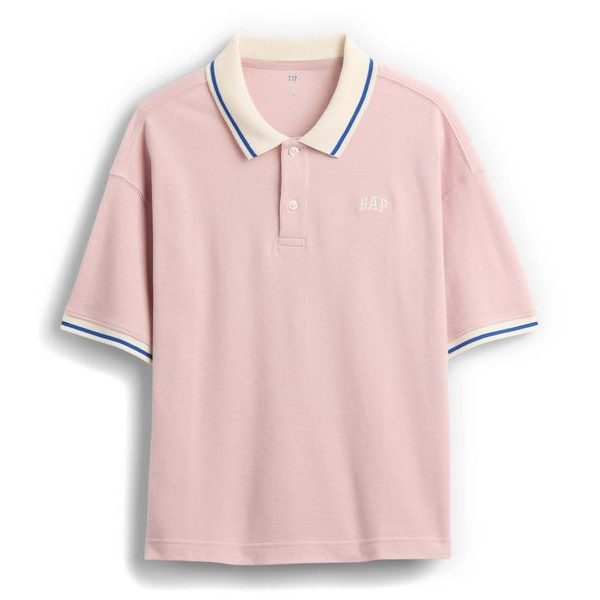 887102-01 Dětské oversize polo tričko s logem Růžová