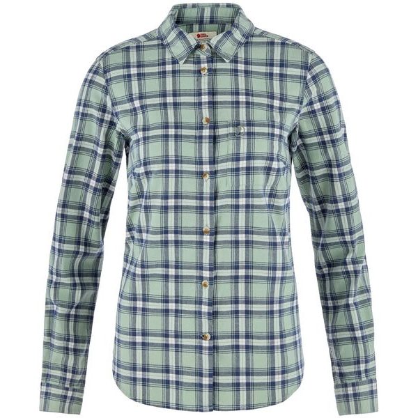 Övik Flannel Shirt W Misty Green-Eggshell