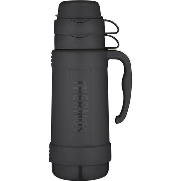 Skleněná termoska se dvěma šálky 1,8 l černá