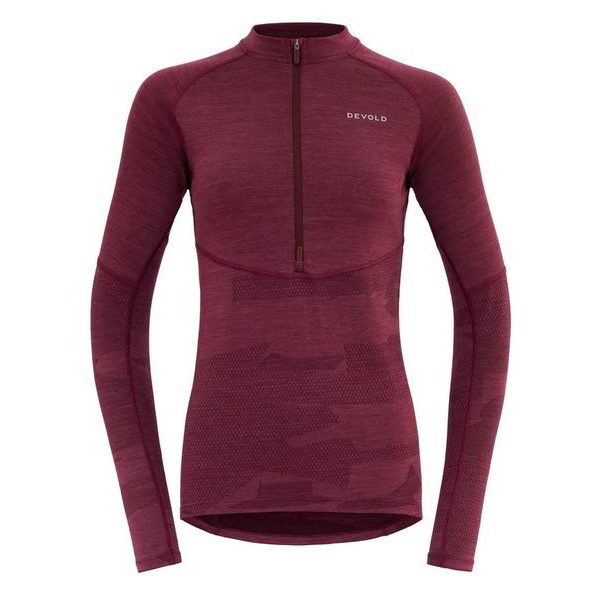 Standal Merino Shirt Zip Neck Wmn, Beetroot