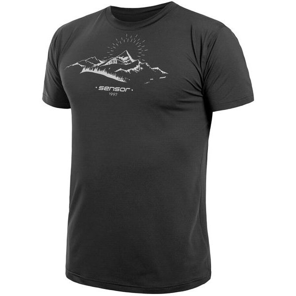 COOLMAX TECH MOUNTAINS pánské triko kr.rukáv černá