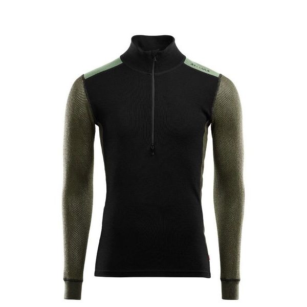 Hiking Crew Neck shirt, Man Jet Black / zelená/ Dill
