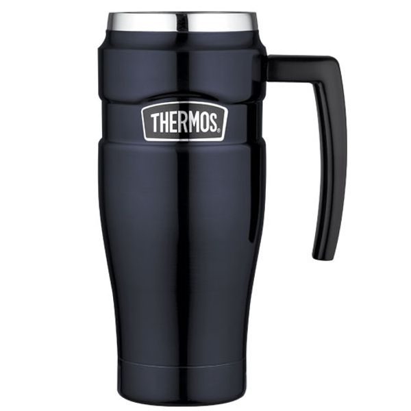 Waterproof thermo mug with handle 470 ml dark blue
