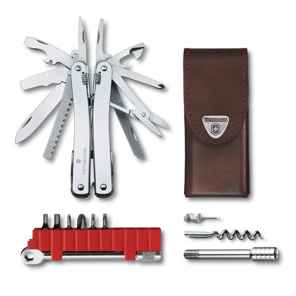 3.0236.L Nástroj Swiss Tool Spirit X Plus Ratchet + kožené pouzdro