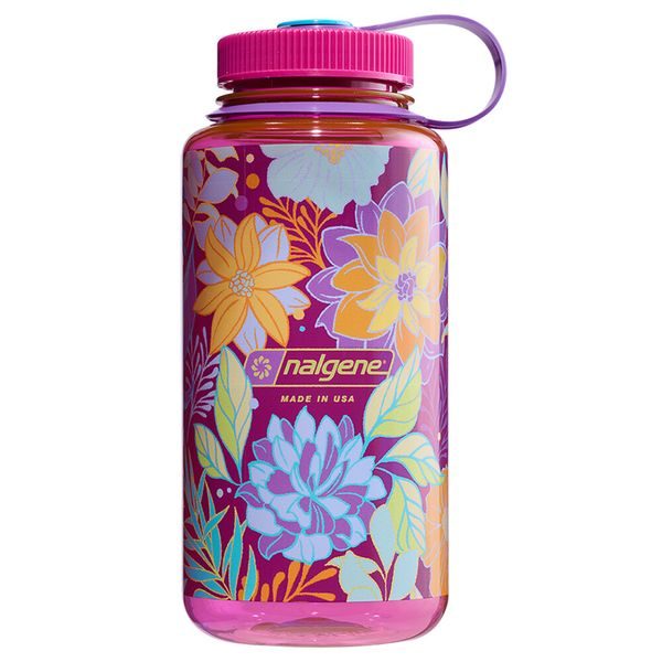 WIDE MOUTH 1000 ML Magenta w/Botanical Florals