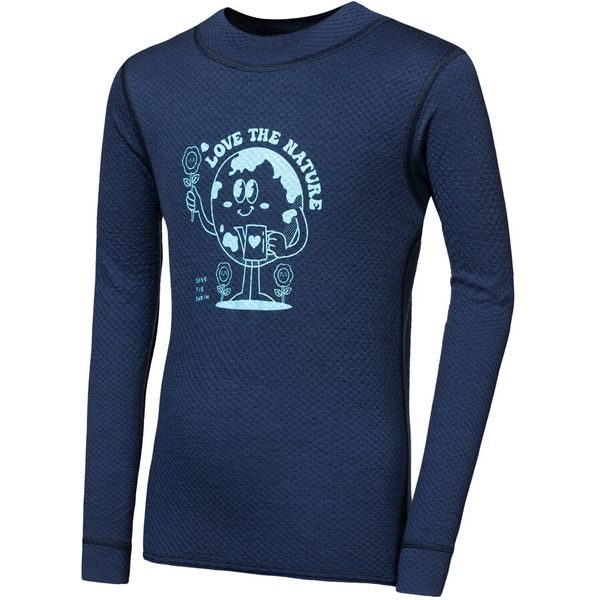 MERINO DF PLANET dětské triko dl.rukáv deep blue