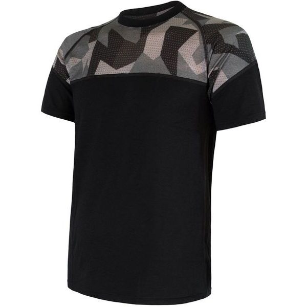MERINO IMPRESS pánské triko kr.rukáv černá/camo