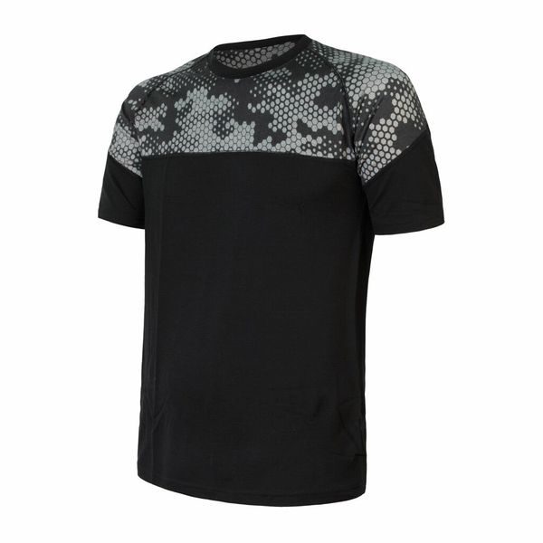 MERINO IMPRESS pánské triko kr.rukáv černá/honeycomb