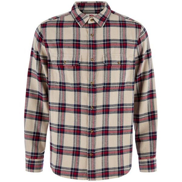 Övik Heavy Flannel Shirt M Light Fossil-Deep Red