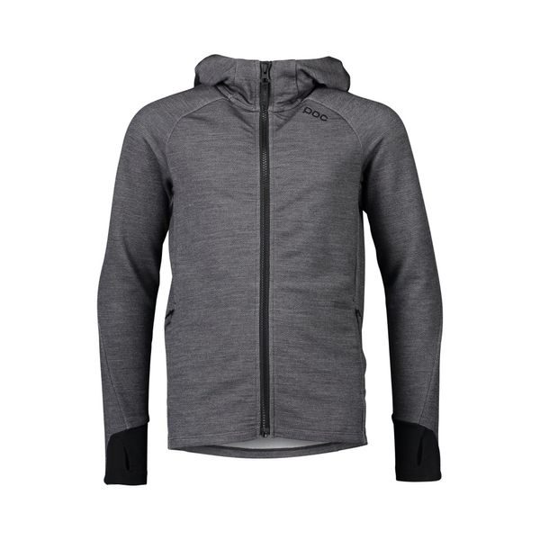 Merino Zip Hood Jr Sylvanite Grey Melange