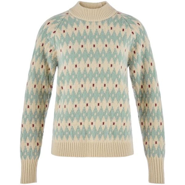 Övik Jacquard Knit W Light Beige-Misty Green