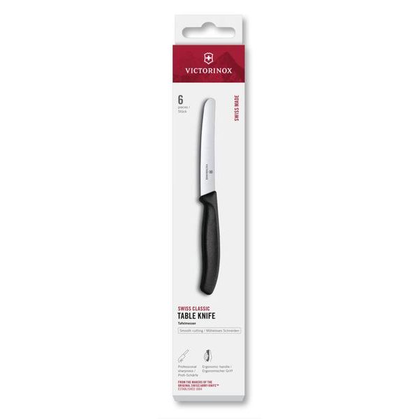 Swiss Classic, table knife, 6pcs, 11cm, straight, black, box