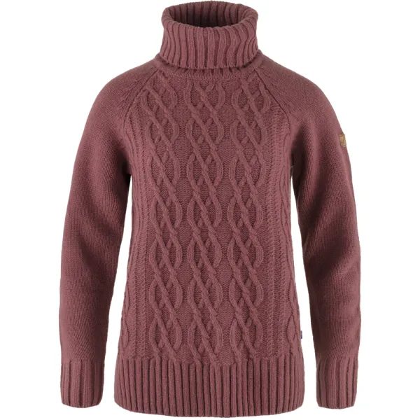 Övik Cable Knit Roller Neck W, Mesa Purple