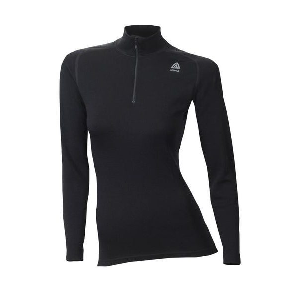 WarmWool Mock Neck shirt, Jet Black, Woman