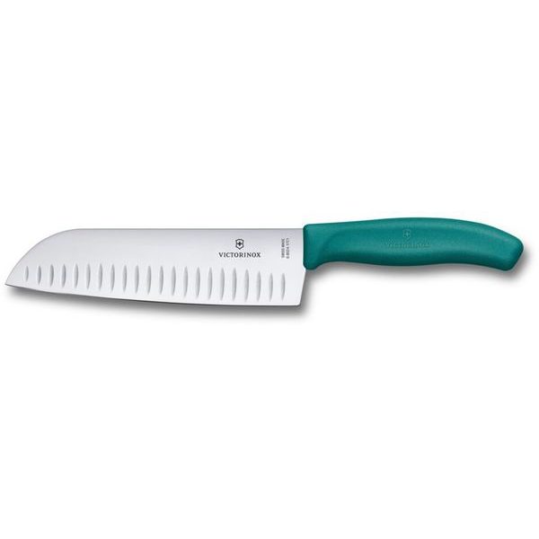 Swiss Classic, santoku knife, 17cm, straight, fluted, green, blister