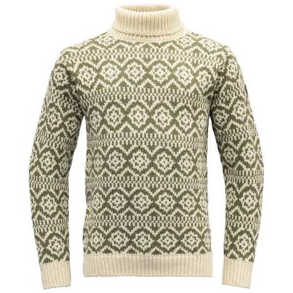 Hoddevik Wool High Neck, Offwhite/Olive