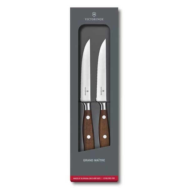 Grand Maître, steak knife set, 2pcs, 12cm, wavy, wood, gift box