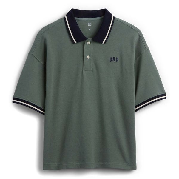 887102-02 Dětské oversize polo tričko s logem Zelená