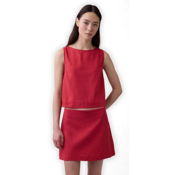 882932-00 Crop top z lněné směsi Červená