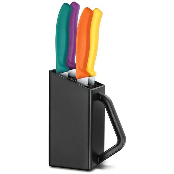Swiss Classic, steak & pizzaknife block, 5pcs, assorted
