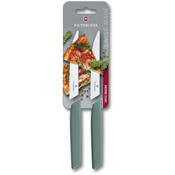 Set of 2 steak knives Swiss Modern sage green