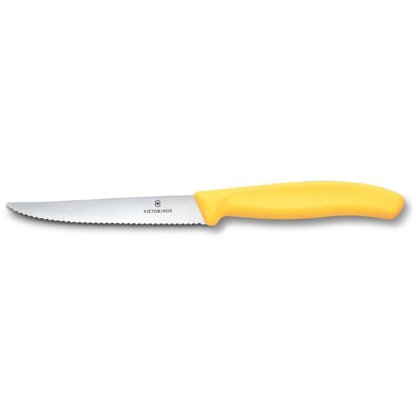 Swiss Classic, steak & pizza knife, 11cm, wavy, yellow