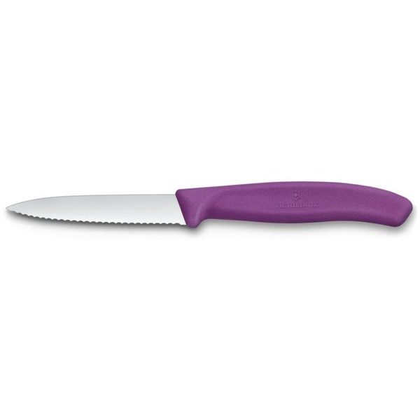 Swiss Classic, paring knife, 8cm, wavy, pointed tip, purple