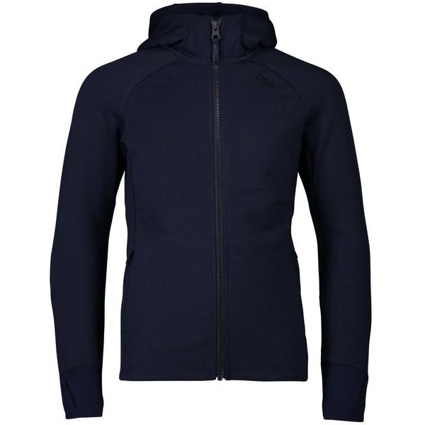 Merino Zip Hood Jr Turmaline Navy