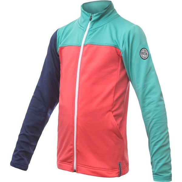 COOLMAX THERMO dětská mikina celozip korál/sea green/deep blue