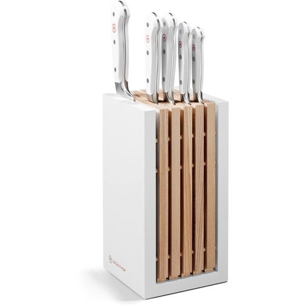 Blok na nože s 5 noži Classic White s nožem Santoku