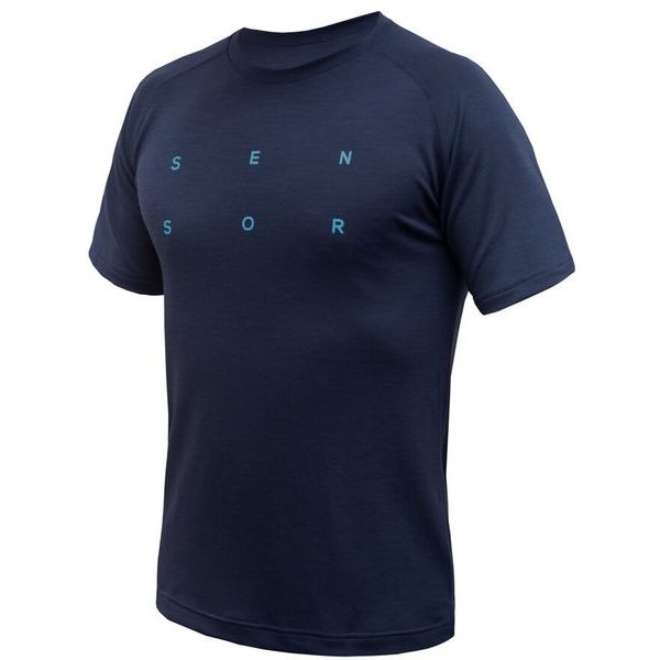 MERINO BLEND TYPO pánské triko kr.rukáv deep blue
