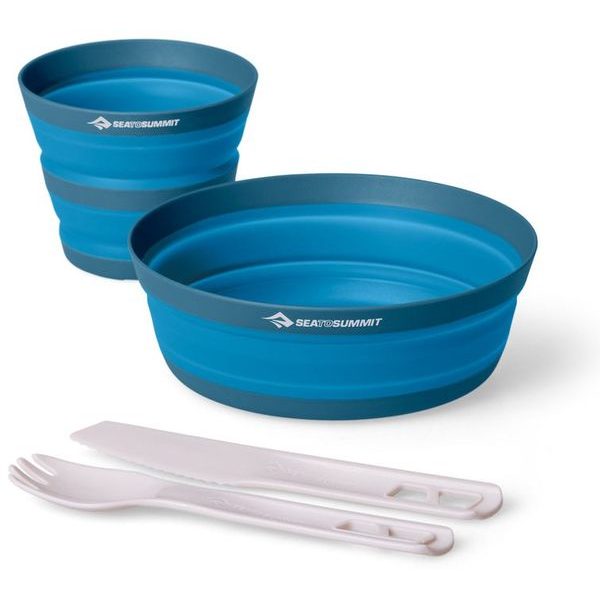 XLite Collapsible Bowl, Cup, Spork & Knife Set Pagoda Blue