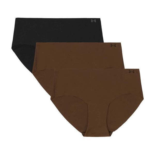 Ua Pure Stretch No Show Hipster-Solid - 3pk HUE 625 W/BLACK