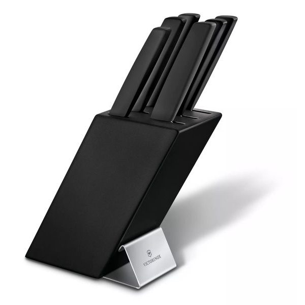 Swiss Modern, cutlery block, beechwood black, 6pcs, black